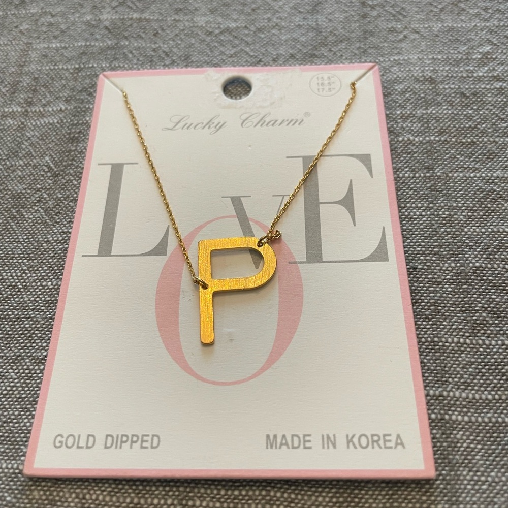 Gold Dipped Initial P Necklace